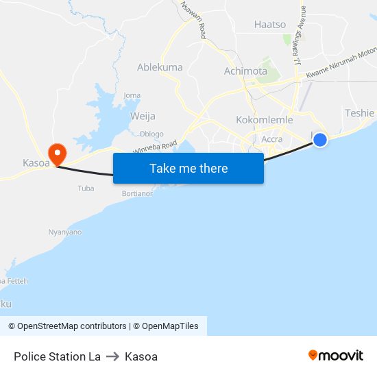 Police Station La to Kasoa map