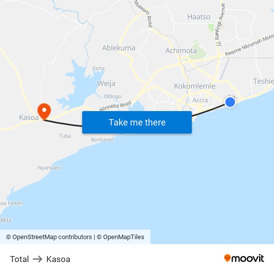Total to Kasoa map