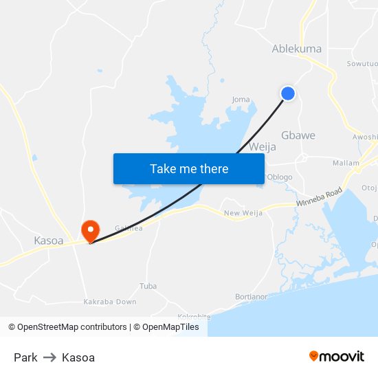 Park to Kasoa map