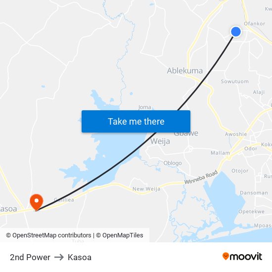 2nd Power to Kasoa map