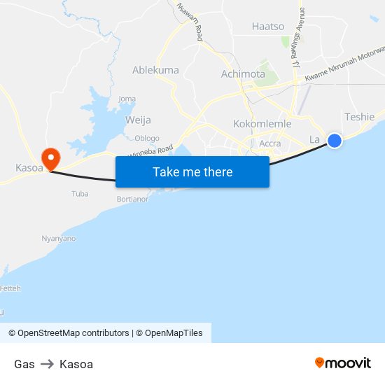 Gas to Kasoa map