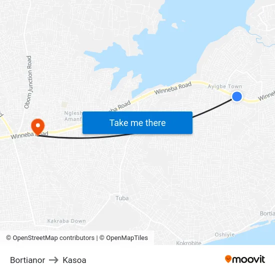 Bortianor to Kasoa map