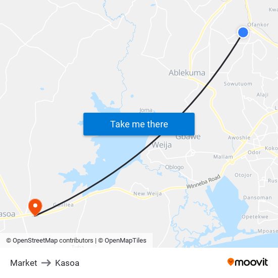 Market to Kasoa map