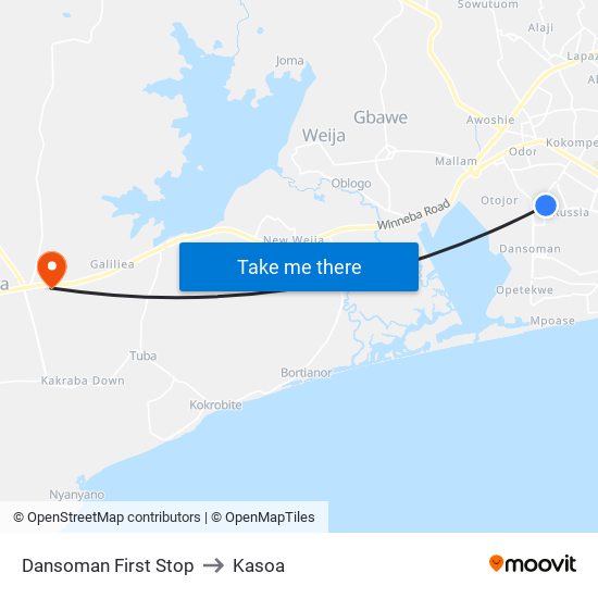 Dansoman First Stop to Kasoa map