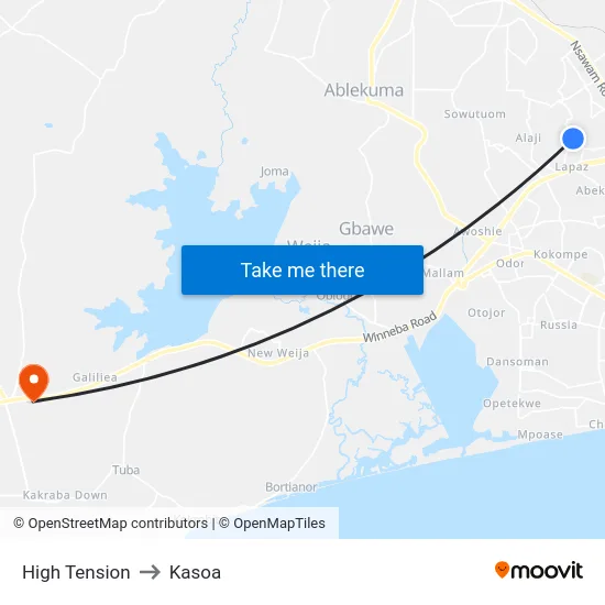 High Tension to Kasoa map