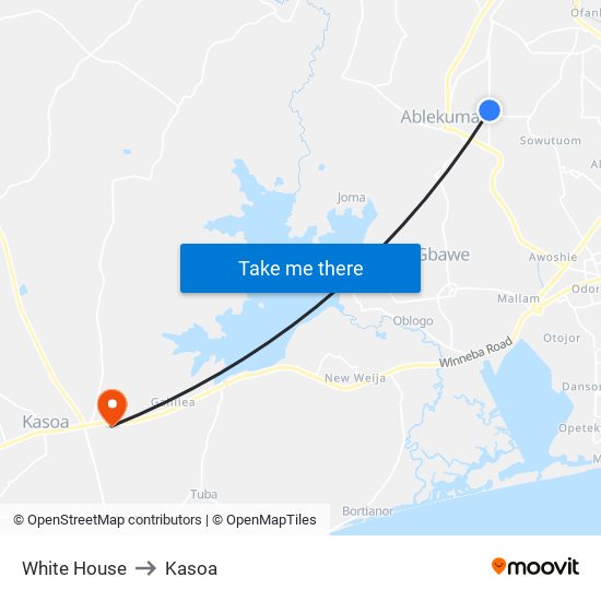 White House to Kasoa map