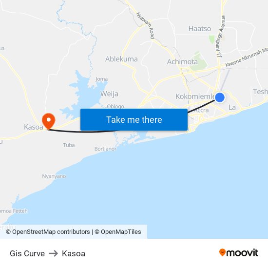 Gis Curve to Kasoa map