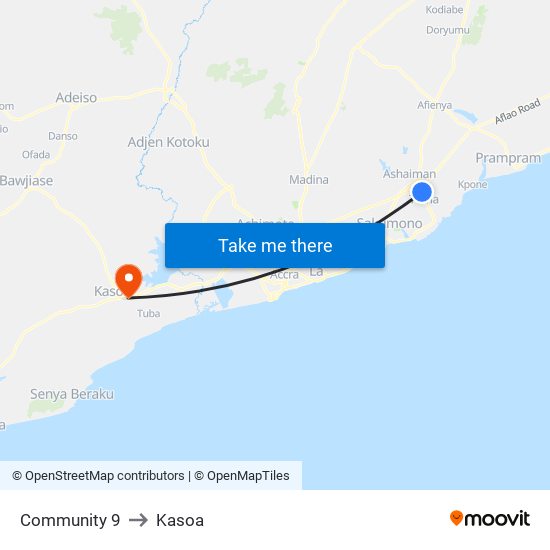 Community 9 to Kasoa map