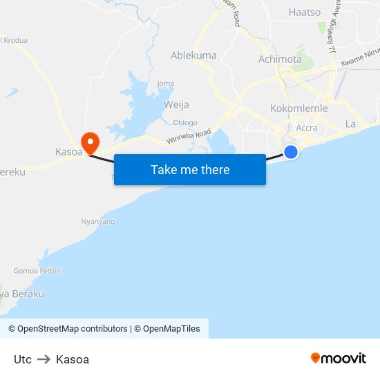 Utc to Kasoa map