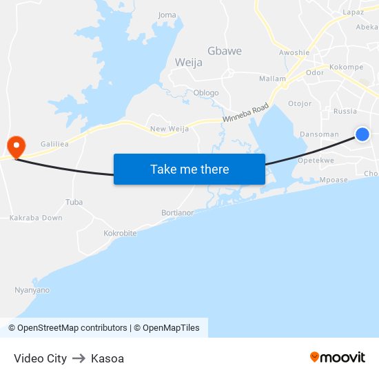 Video City to Kasoa map