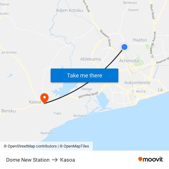 Dome New Station to Kasoa map