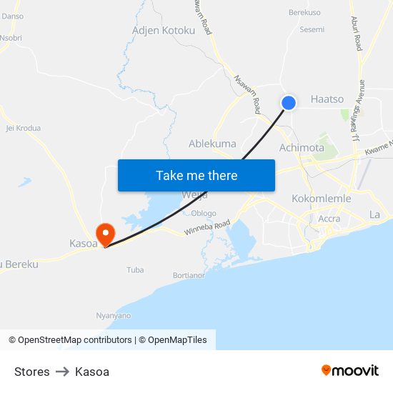 Stores to Kasoa map