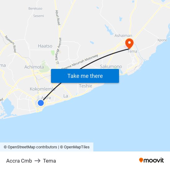Accra Cmb to Tema map