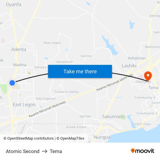 Atomic Second to Tema map