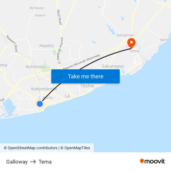 Galloway to Tema map