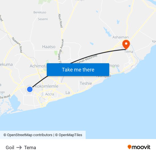 Goil to Tema map