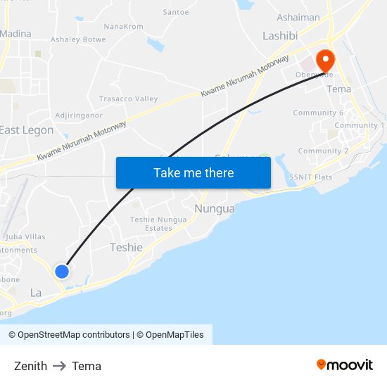 Zenith to Tema map