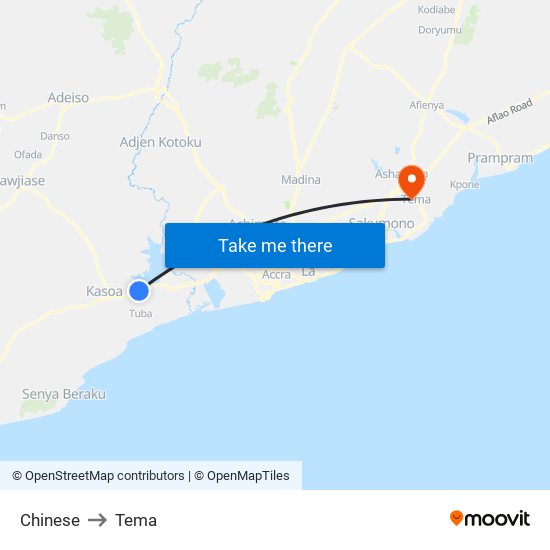 Chinese to Tema map