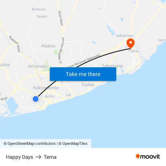 Happy Days to Tema map