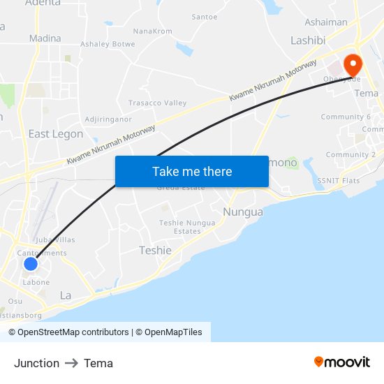 Junction to Tema map