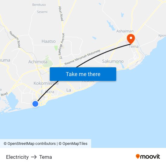 Electricity to Tema map