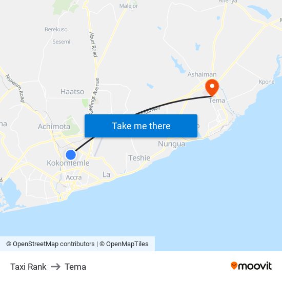 Taxi Rank to Tema map