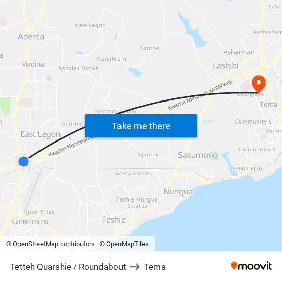 Tetteh Quarshie / Roundabout to Tema map