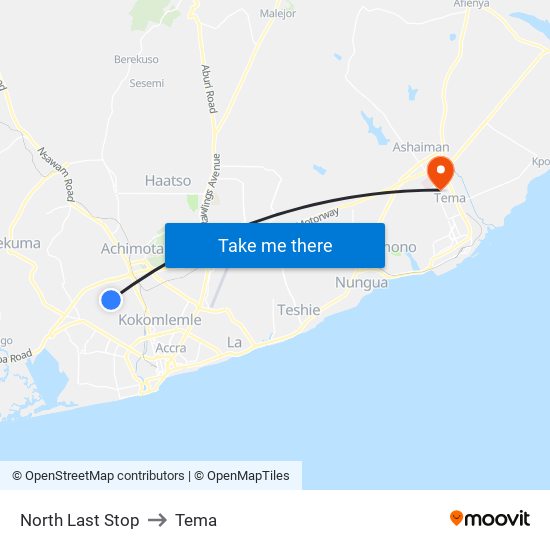 North Last Stop to Tema map