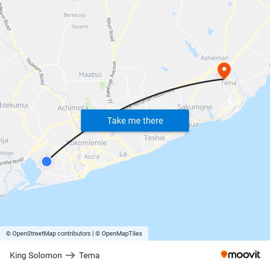 King Solomon to Tema map