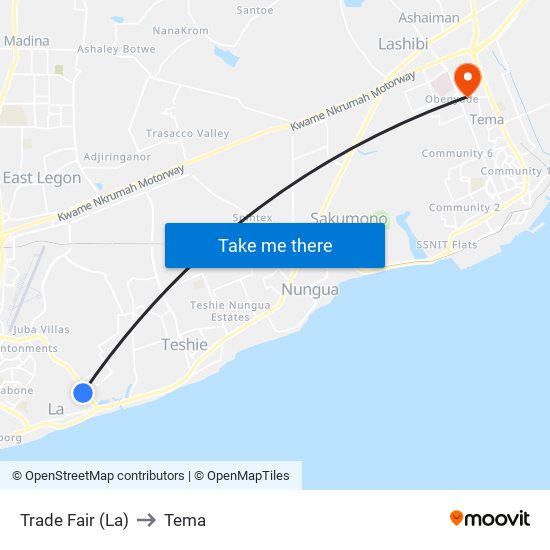 Trade Fair (La) to Tema map