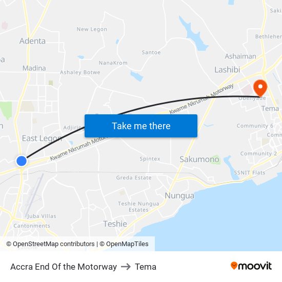 Accra End Of the Motorway to Tema map