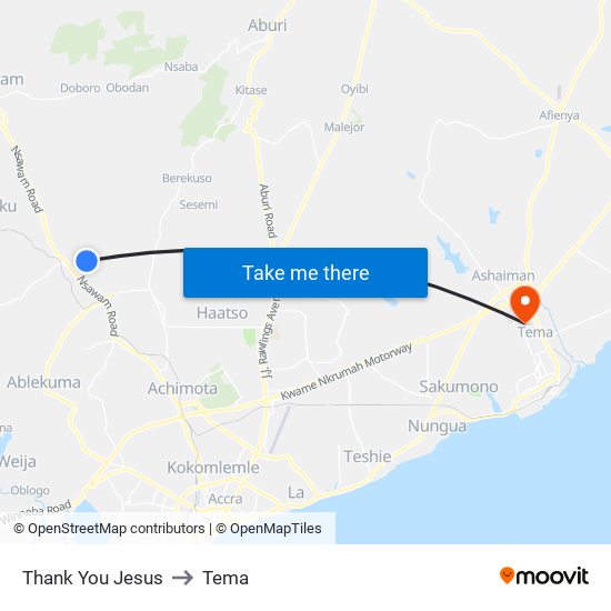 Thank You Jesus to Tema map