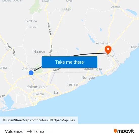 Vulcanizer to Tema map