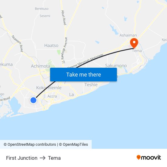 First Junction to Tema map