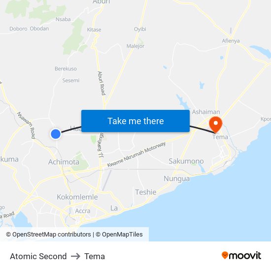 Atomic Second to Tema map