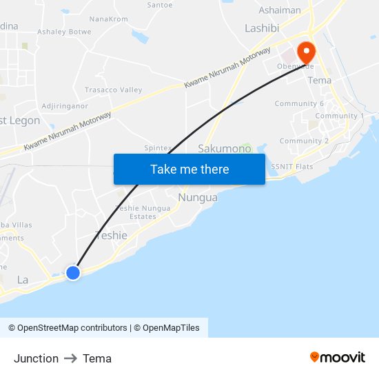 Junction to Tema map