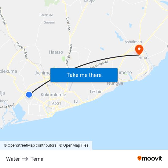 Water to Tema map