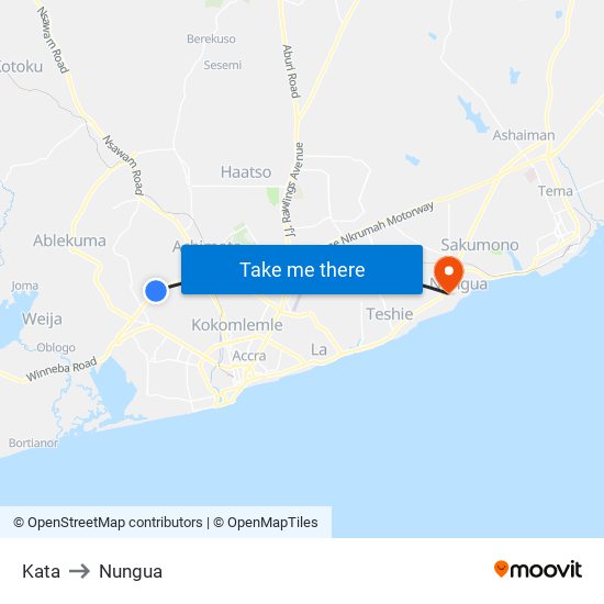 Kata to Nungua map