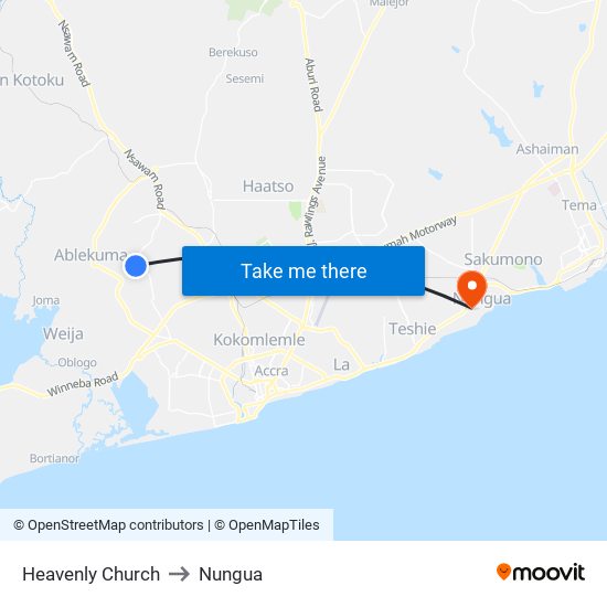 Heavenly Church to Nungua map