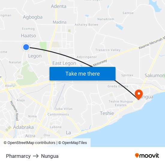 Pharmarcy to Nungua map