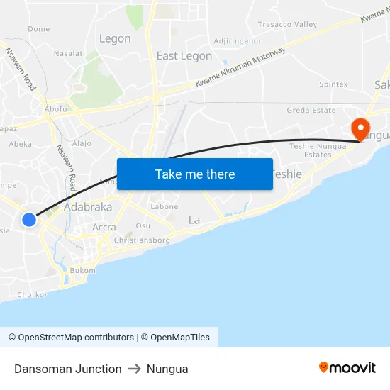 Dansoman Junction to Nungua map