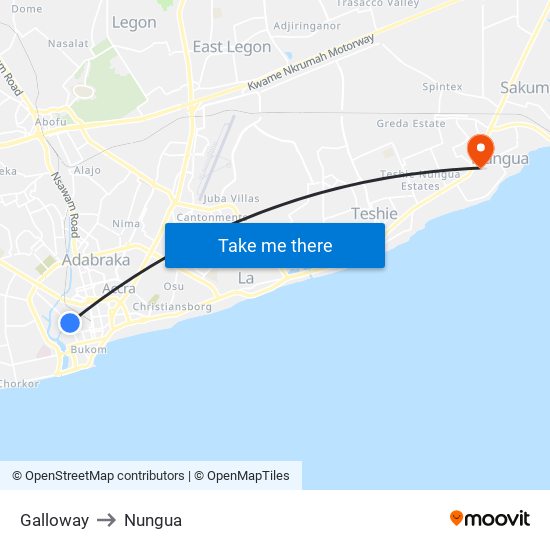 Galloway to Nungua map