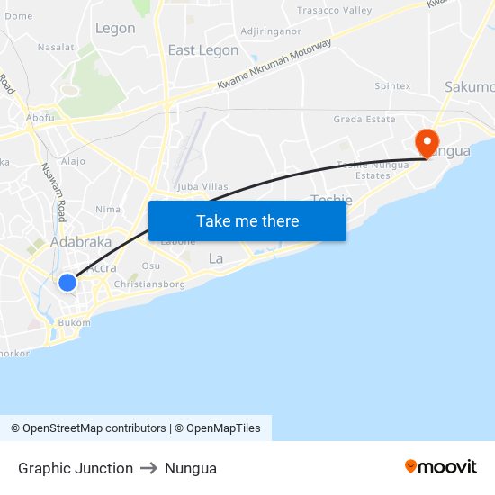 Graphic Junction to Nungua map