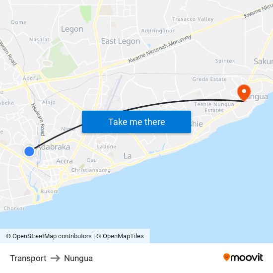 Transport to Nungua map