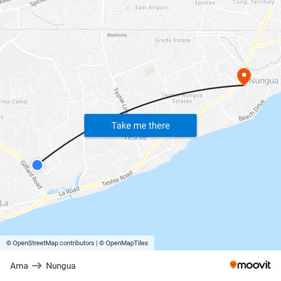 Ama to Nungua map