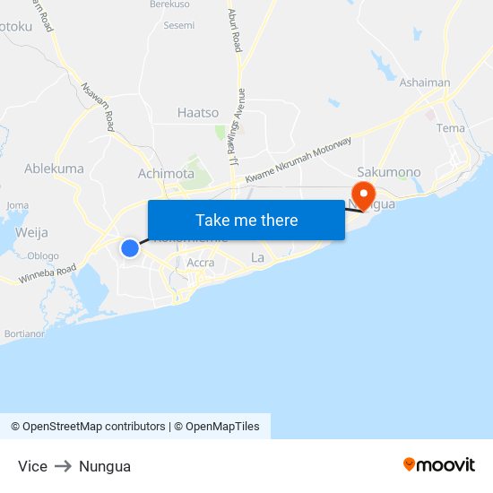 Vice to Nungua map