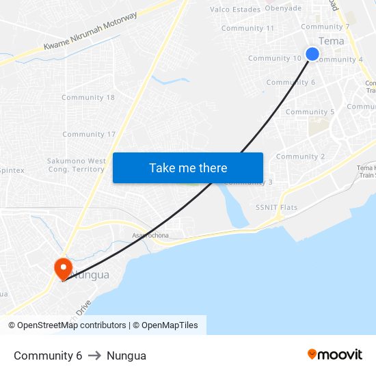 Community 6 to Nungua map
