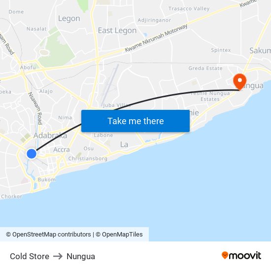 Cold Store to Nungua map