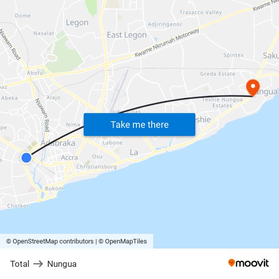 Total to Nungua map