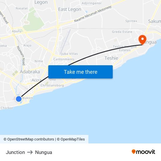 Junction to Nungua map